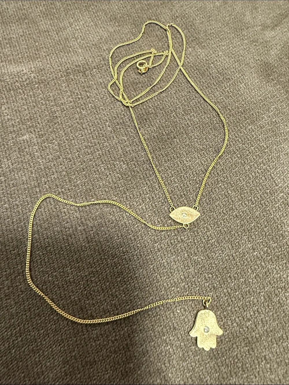 Gold Hamsa & Evil Eye Layered Necklace - Women's Jewelry